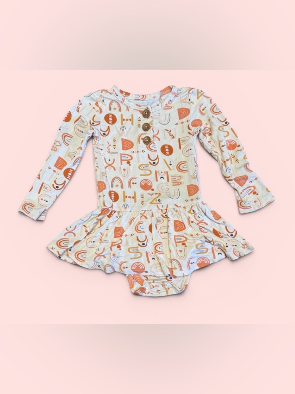 Posh Peanut Orange Alphabet Medley Twirl Skirt Bodysuit-12-18Mos